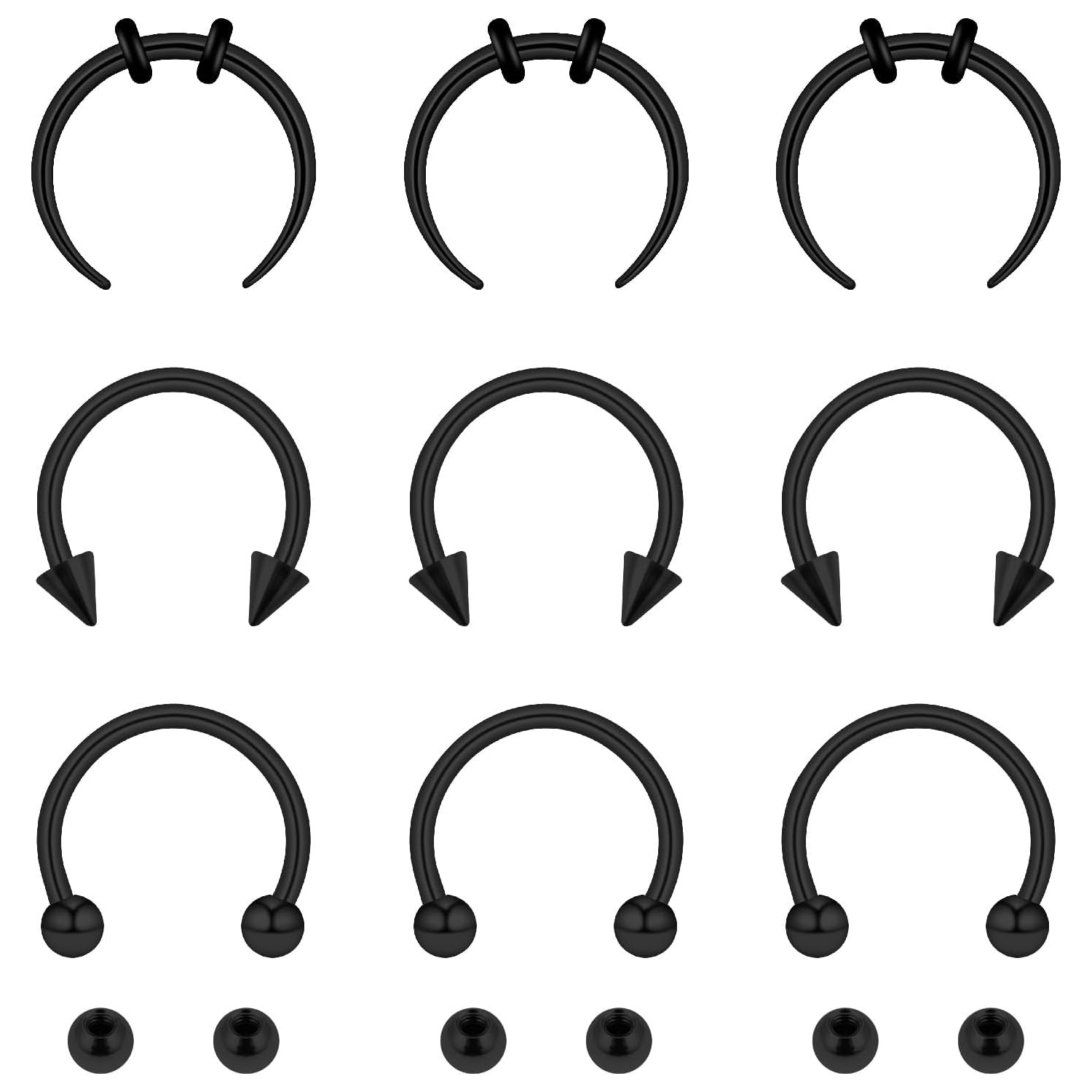 Body Jewelry Replacement Ball - 15Pcs Set Septum Nose Rings with