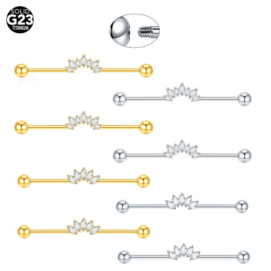 Industrial Barbell Long - 1/5PCS Titanium 14G CZ Industrial Helix