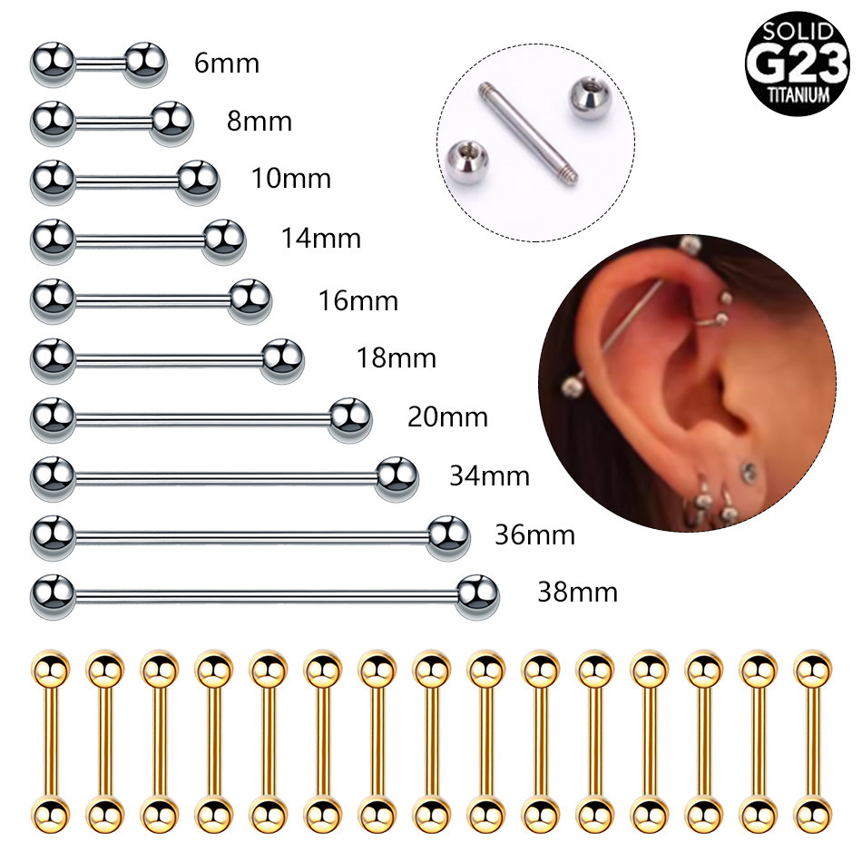 Industrial Barbell Long - 1/5PCS Titanium External Thread Tongue Helix