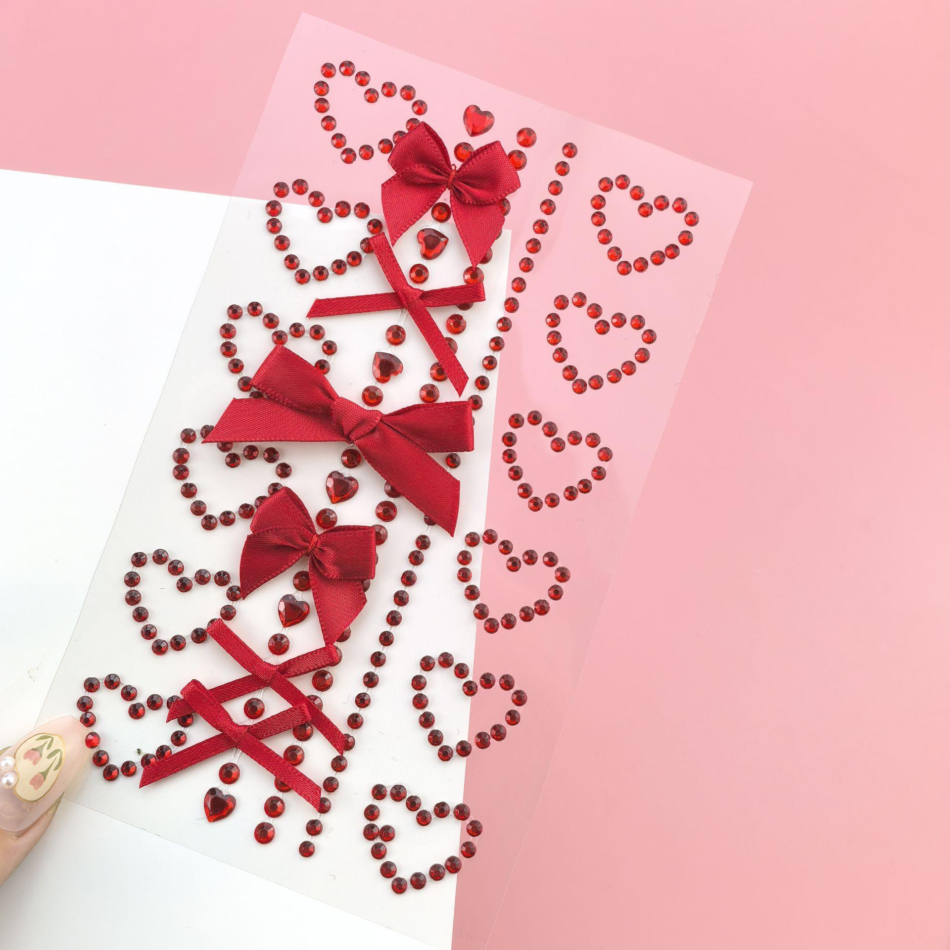 Body Jewelry Tattoo - 1 Sheet Red Ribbon Bow Sparkly