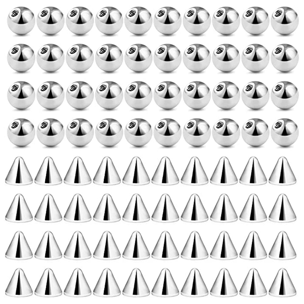 Body Jewelry Replacement Ball - 80Pcs 3-5MM 316L Surgical Steel Externally