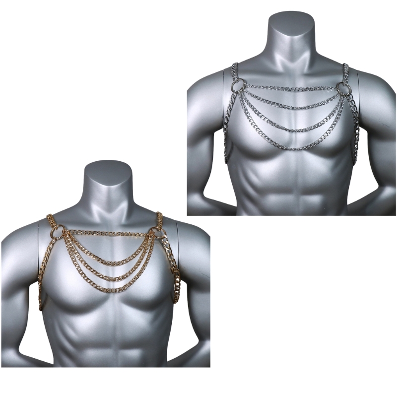 Body Jewelry Retainers - Men's Sexy Metal Body Chest Chain