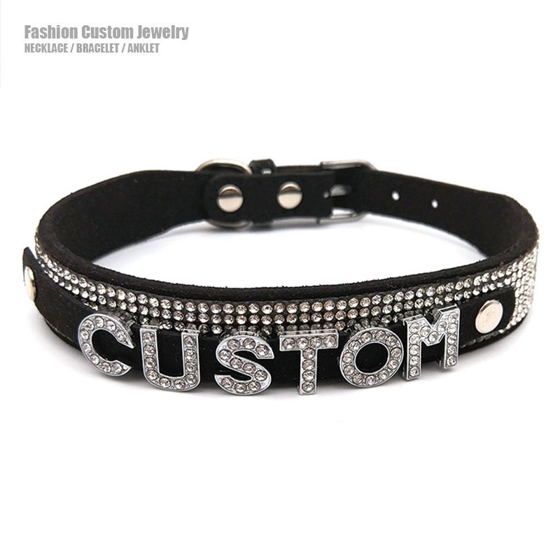 Body Jewelry Goth - Shiny Rhinestone Letters Custom Collar Choker