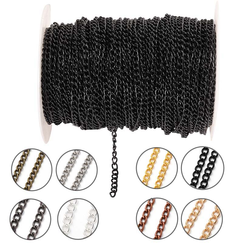 Body Chain Jewelry - 2Meters 2.5/3.5/4.5mm Metal Flat Oval Extension