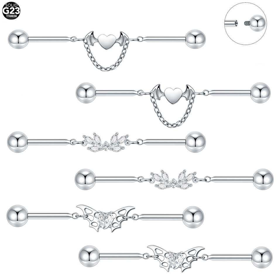 Industrial Barbell Long - 1Pc Titanium CZ Industrial Helix Piercing