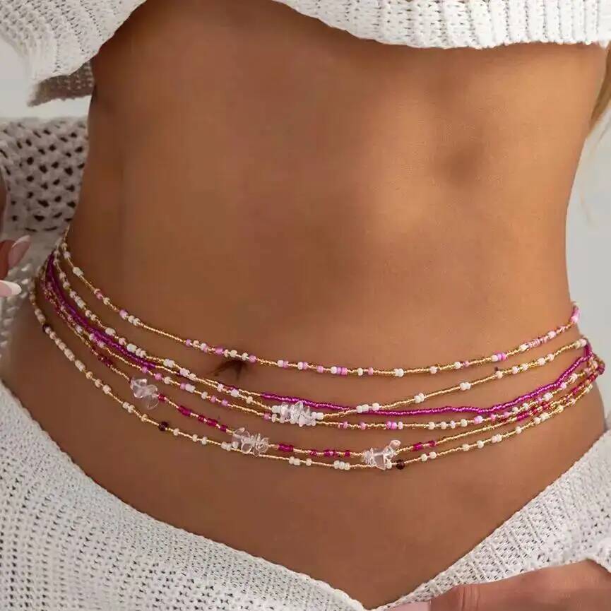 Body Chain Jewelry - SHIXIN 6Pcs/Set Boho Colorful Rice Bead