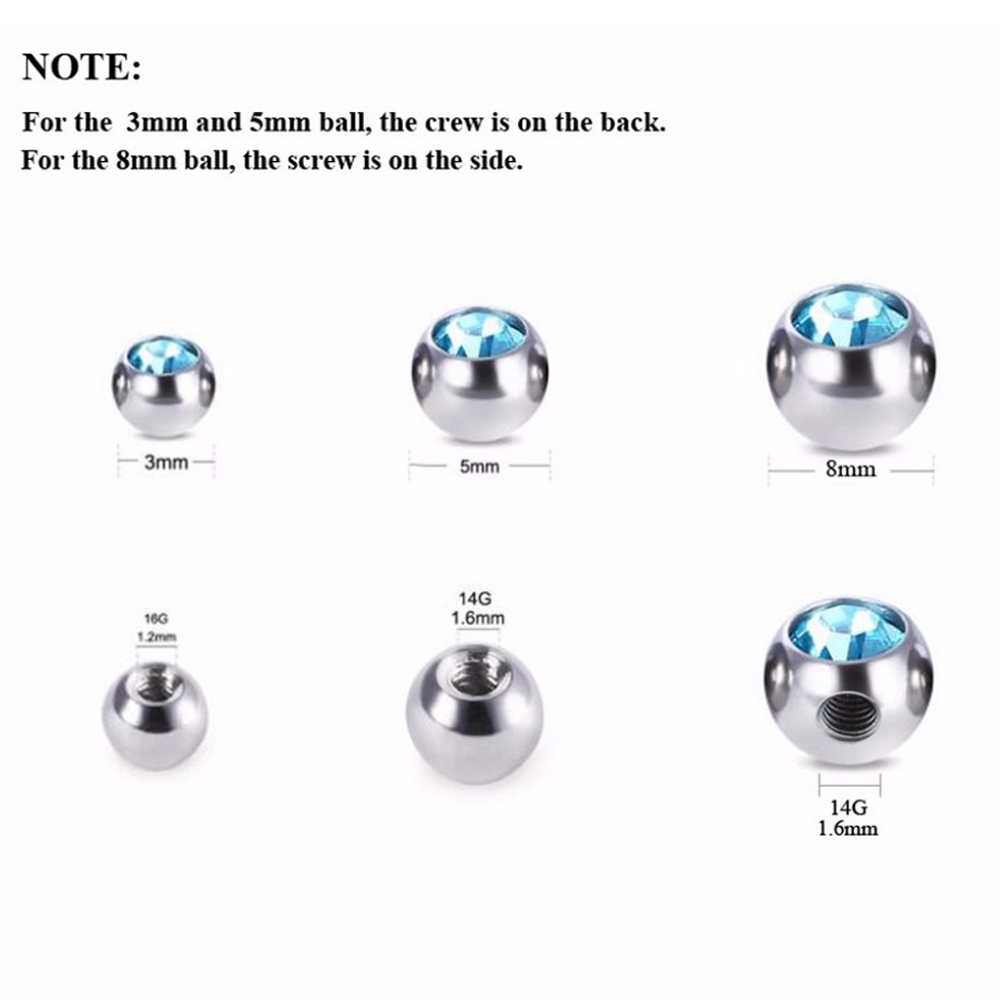 60pcs Stainless Steel CZ Cryst - Body Jewelry Replacement Ball ulasan dan harga