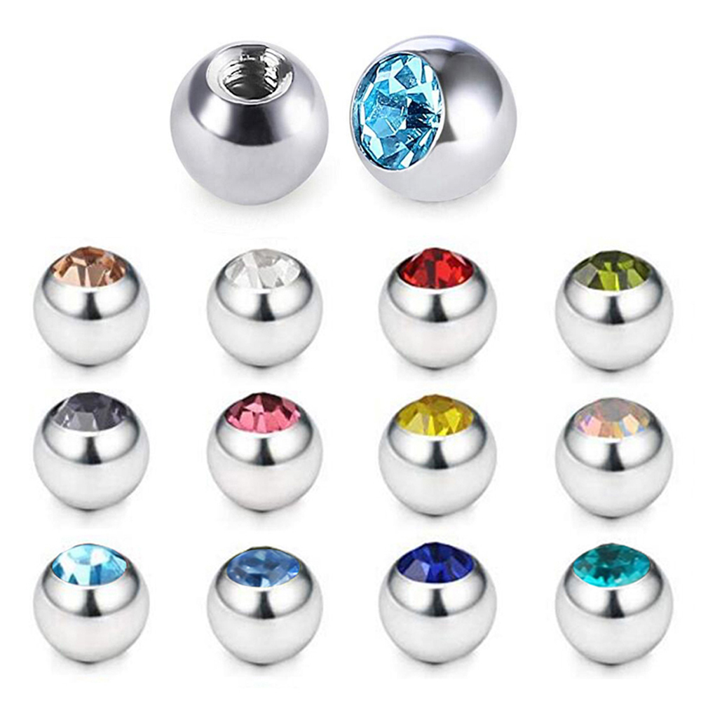 60pcs Stainless Steel CZ Cryst - Body Jewelry Replacement Ball ulasan dan harga