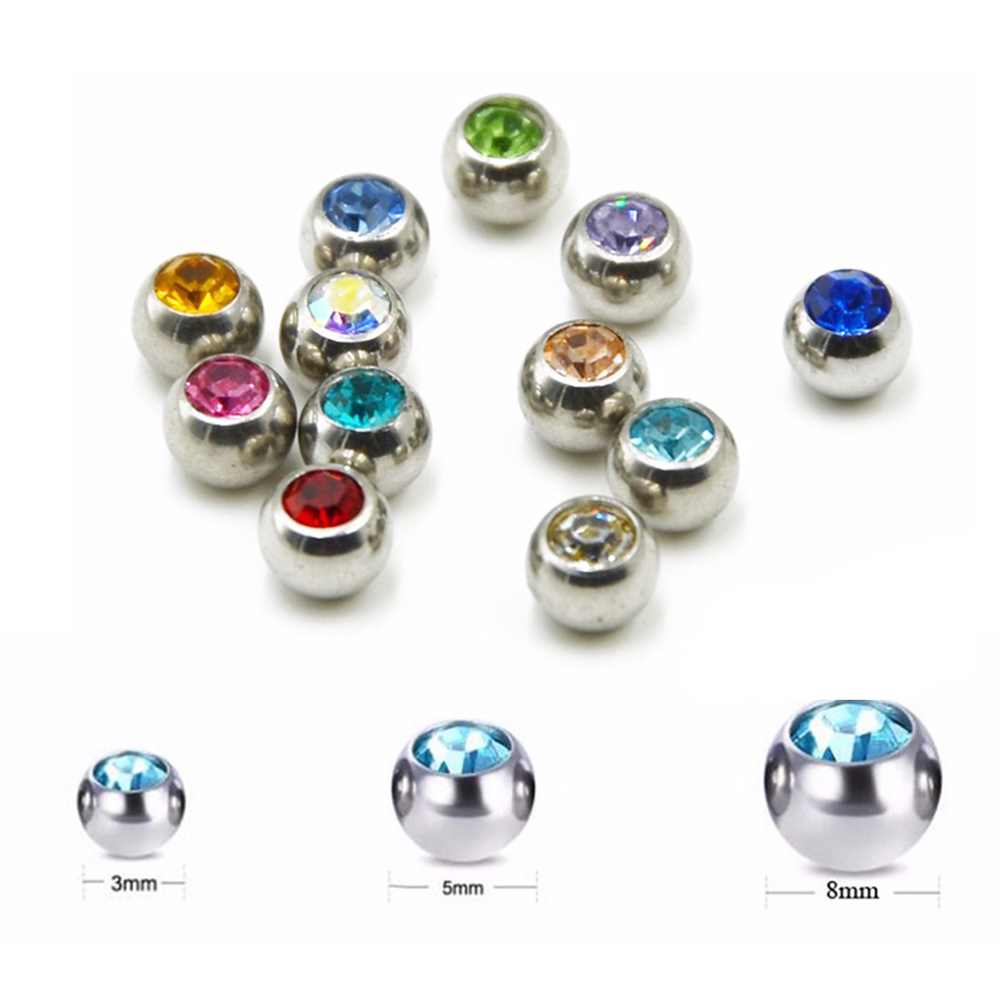 60pcs Stainless Steel CZ Cryst - Body Jewelry Replacement Ball ulasan dan harga