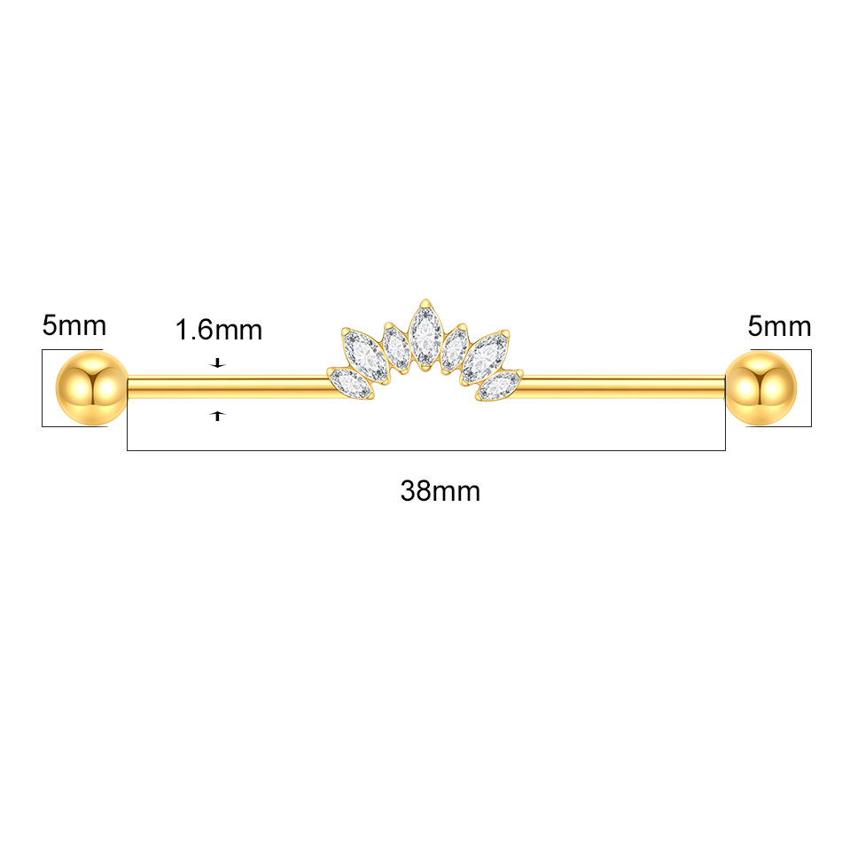 1/5PCS Titanium 14G CZ Industr - Industrial Barbell Long ulasan dan harga