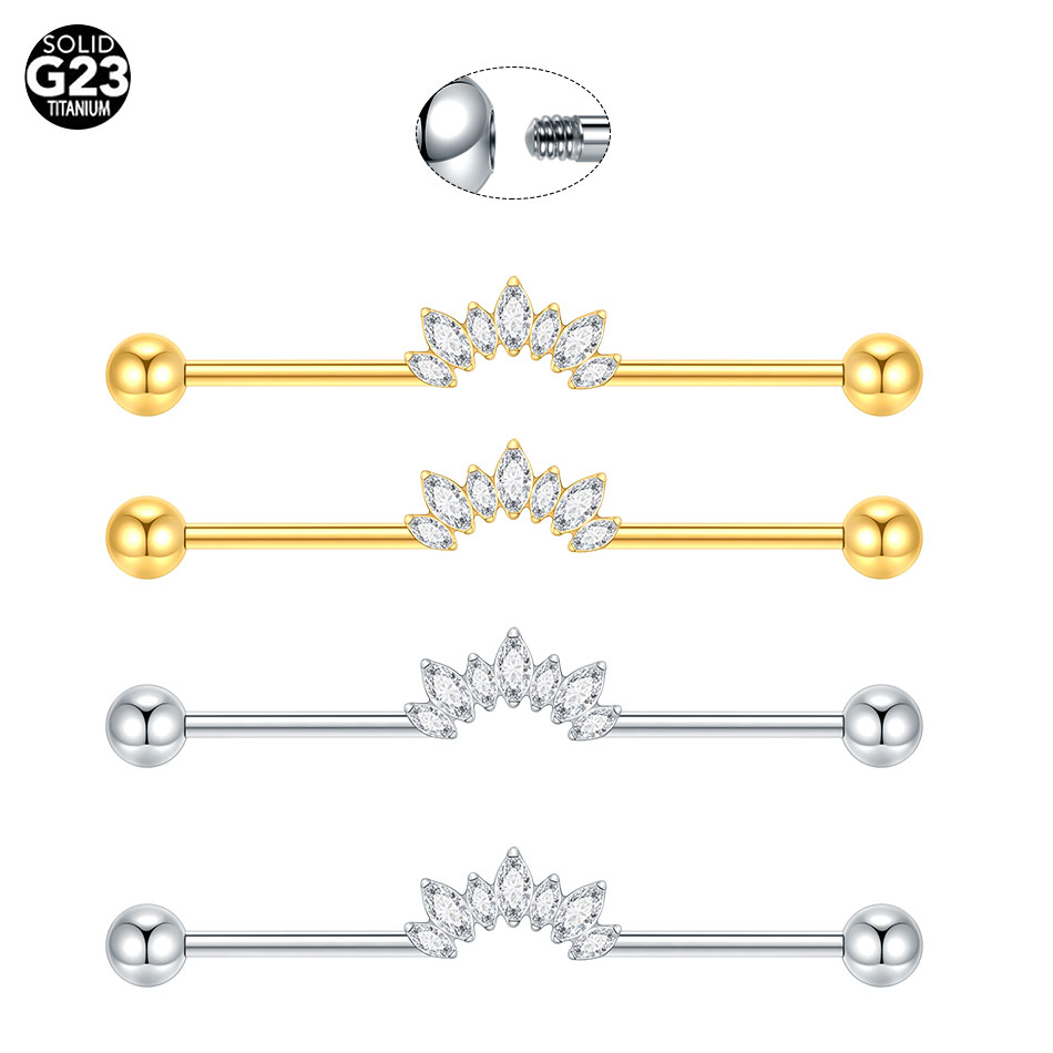 1/5PCS Titanium 14G CZ Industr - Industrial Barbell Long ulasan dan harga