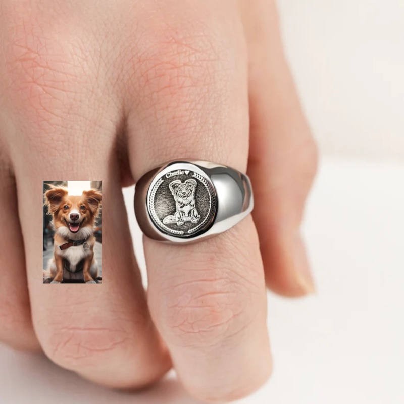 Custom Engrave Photo Signet Ri - Body Jewelry Wholesale ulasan dan harga