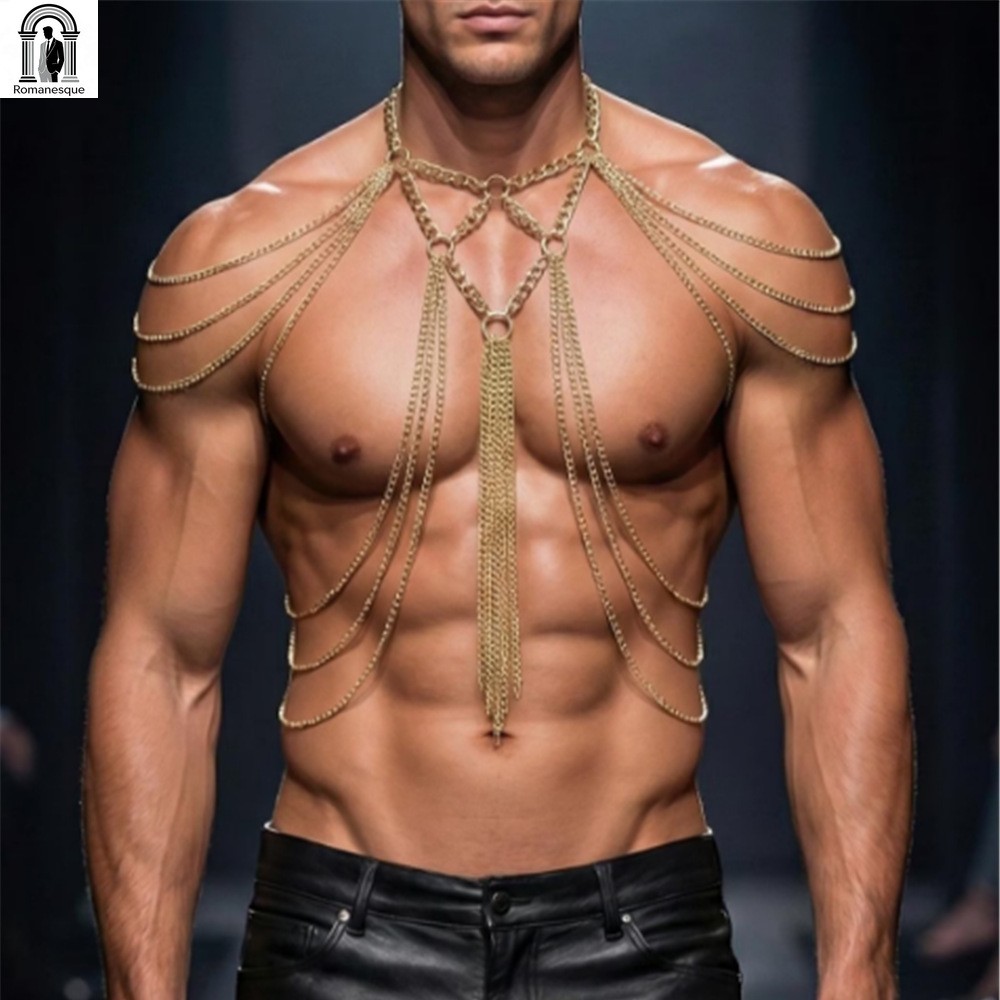 Men's Gold Multi-layer Body Ch - Body Jewelry Goth ulasan dan harga