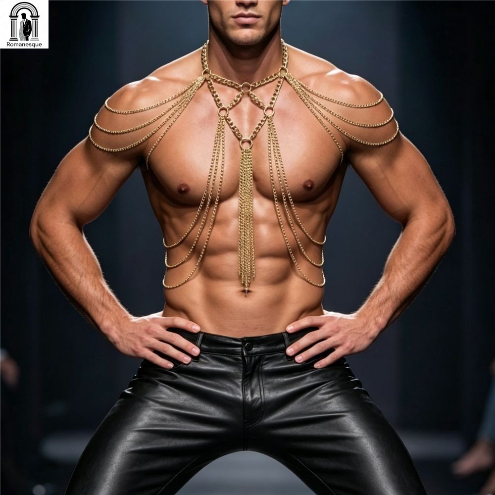 Men's Gold Multi-layer Body Ch - Body Jewelry Goth ulasan dan harga
