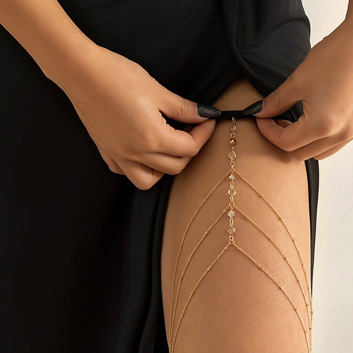 Boho Elastic Band Crystal Leg  - Body Jewelry Leg Chain ulasan dan harga