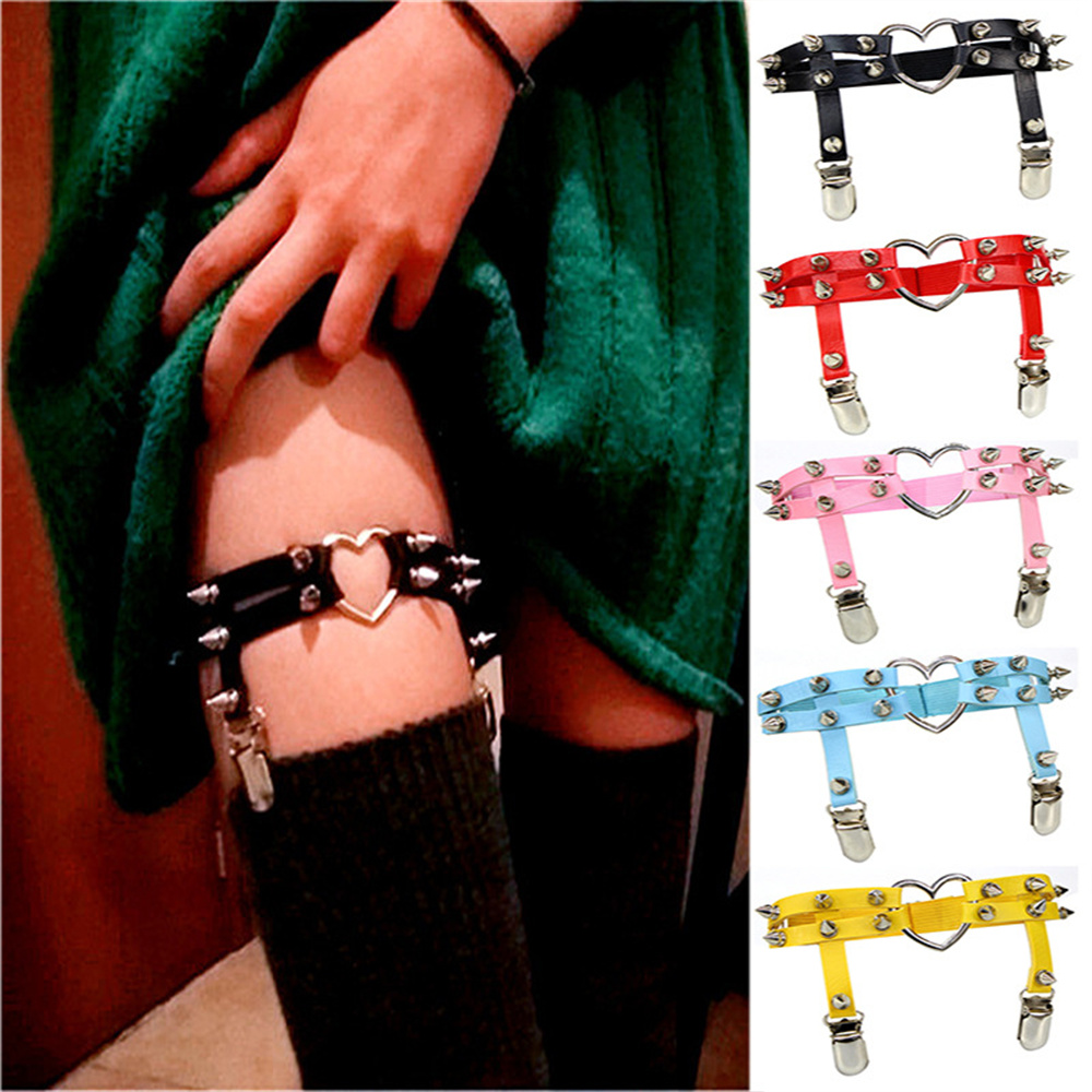 1Pcs Women Punk Goth Heart PU  - Body Jewelry Leg Chain ulasan dan harga