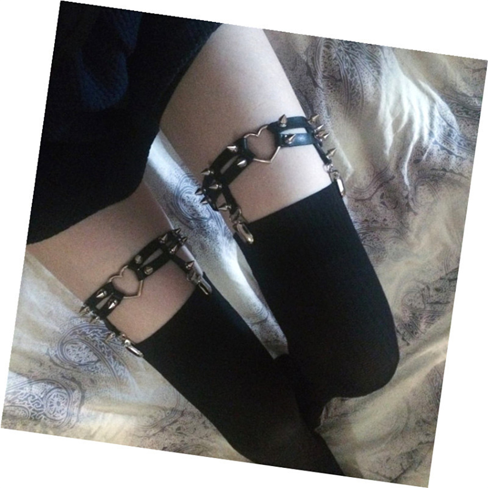 1Pcs Women Punk Goth Heart PU  - Body Jewelry Leg Chain ulasan dan harga