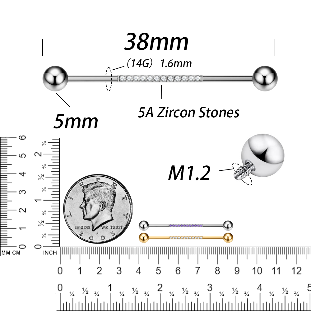 G23 Titanium Body Piercing Jew - Industrial Barbell Long ulasan dan harga