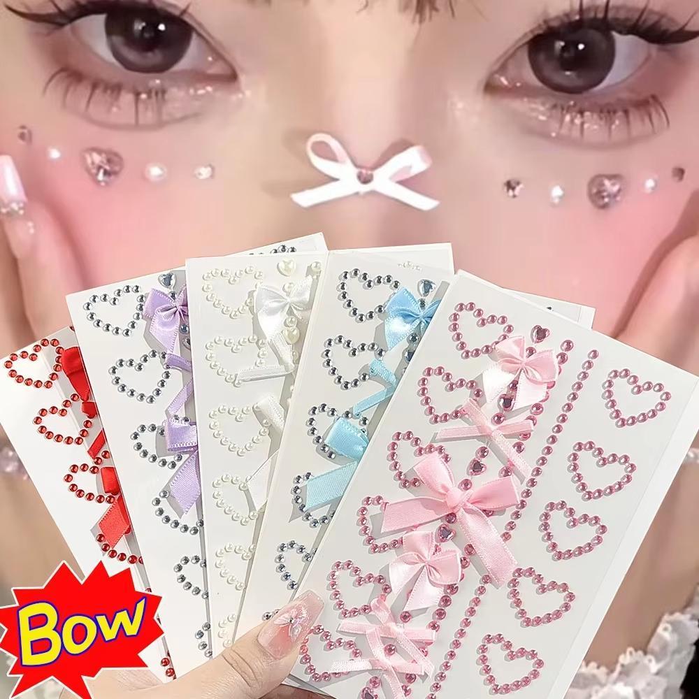 1 Sheet Red Ribbon Bow Sparkly - Body Jewelry Tattoo ulasan dan harga