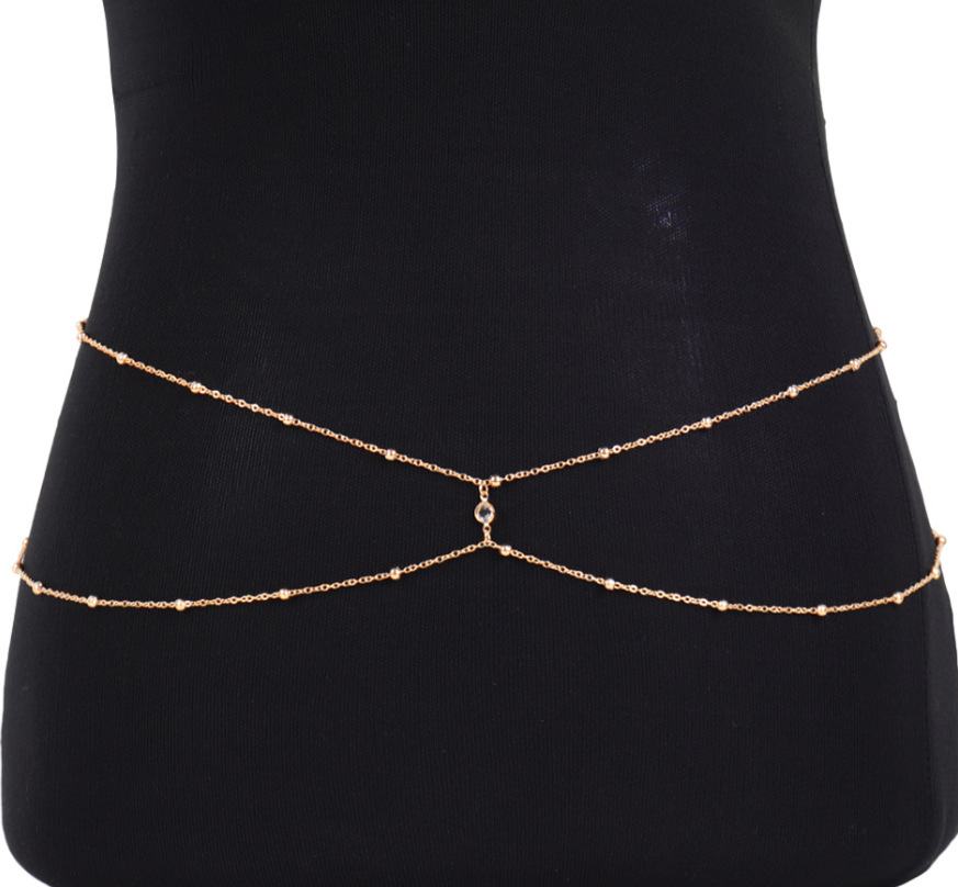 Clear Rhinestone Beaded Belly  - Body Chain Jewelry ulasan dan harga