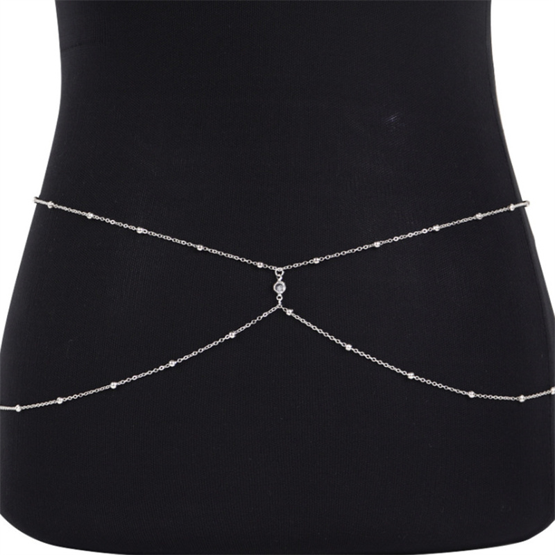 Clear Rhinestone Beaded Belly  - Body Chain Jewelry ulasan dan harga