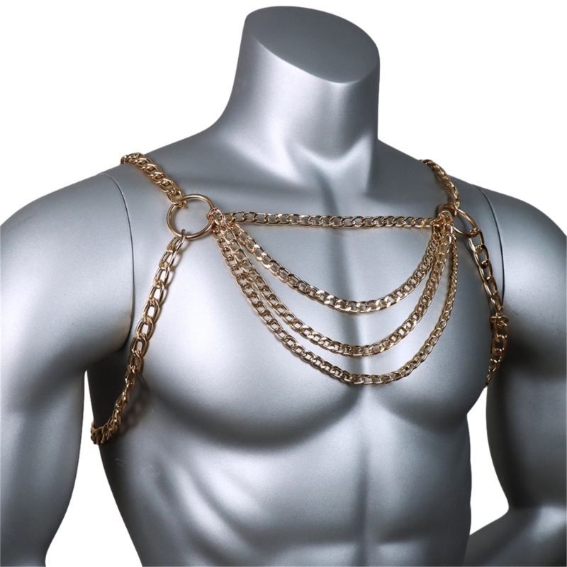 Men's Sexy Metal Body Chest Ch - Body Jewelry Retainers ulasan dan harga