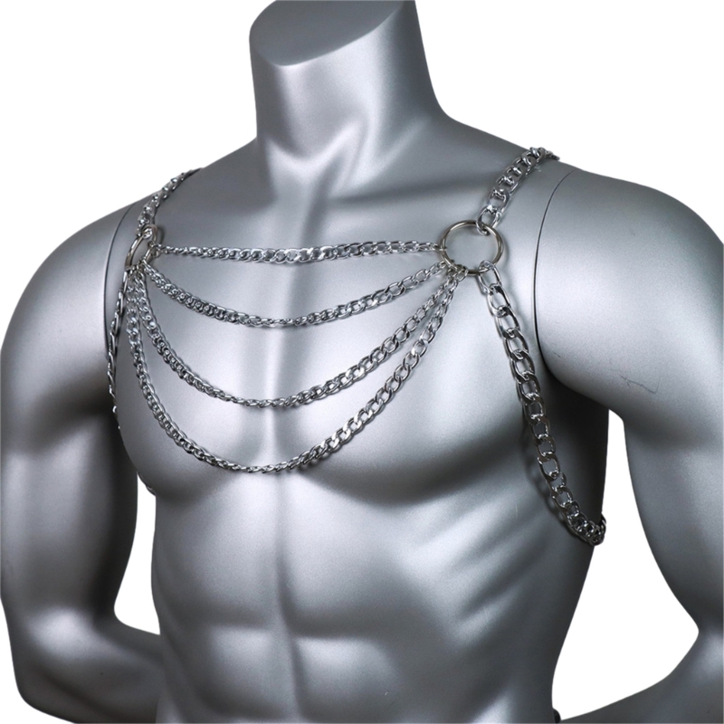 Men's Sexy Metal Body Chest Ch - Body Jewelry Retainers ulasan dan harga