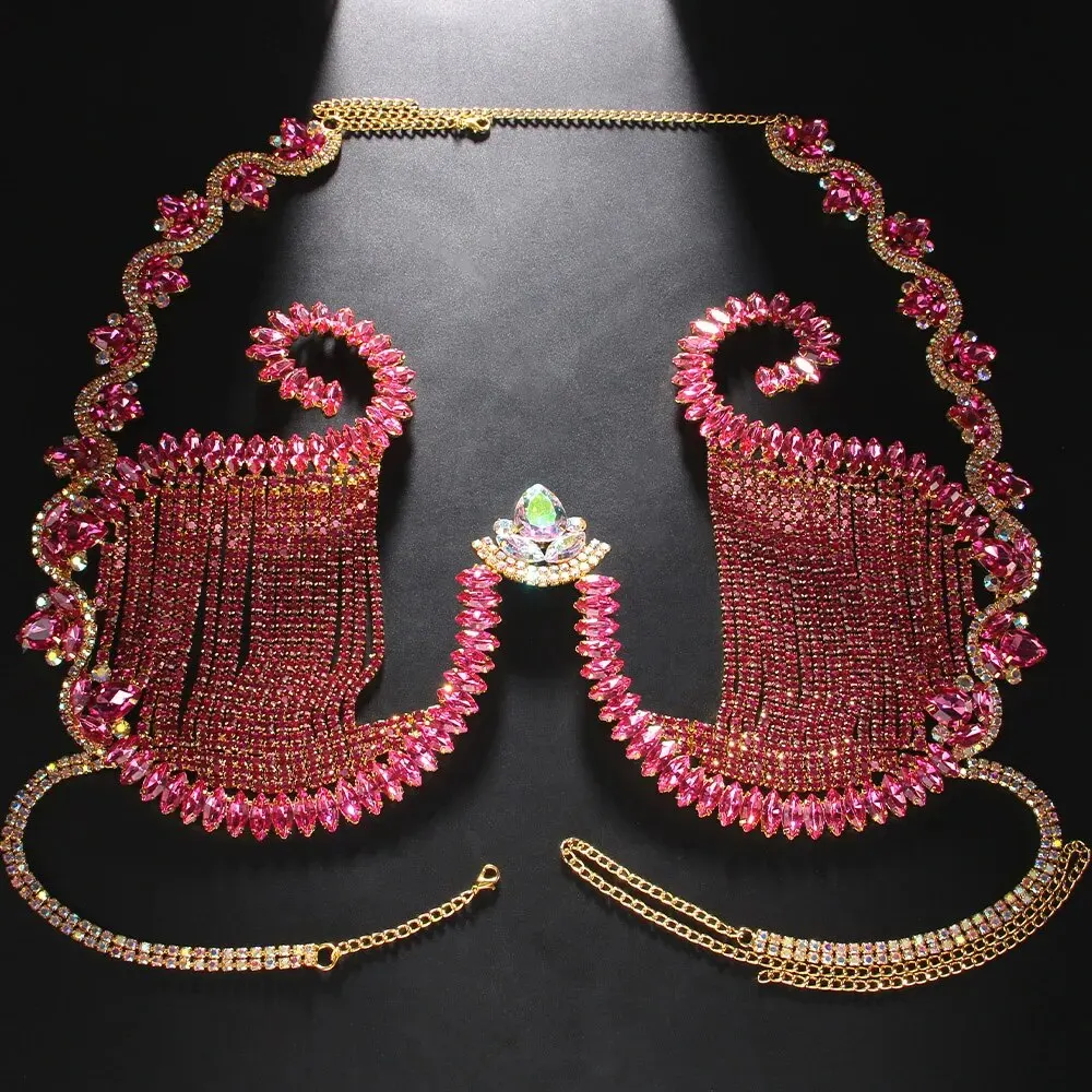 Rave Pink Crystal Chest Bracke - Body Jewelry Retainers ulasan dan harga
