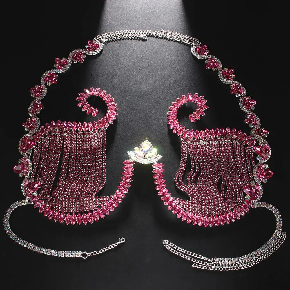 Rave Pink Crystal Chest Bracke - Body Jewelry Retainers ulasan dan harga