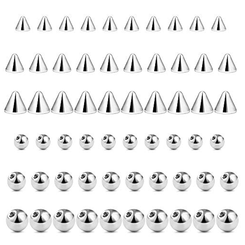 WKOUD 60PCS 14G 16G 3-5mm 316L - Body Jewelry Replacement Ball ulasan dan harga