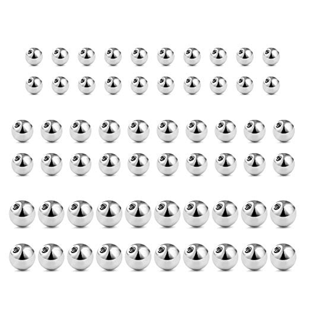 WKOUD 60PCS 14G 16G 3-5mm 316L - Body Jewelry Replacement Ball ulasan dan harga