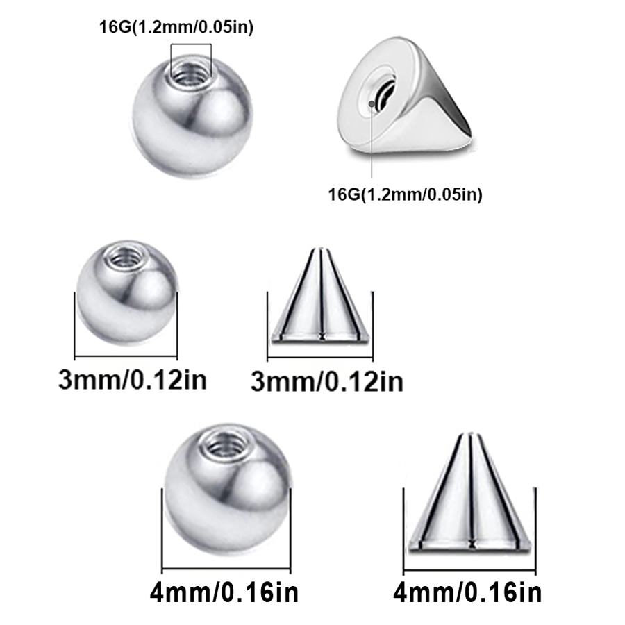 100pcs 16G 3mm 4mm Replacement - Body Jewelry Replacement Ball ulasan dan harga