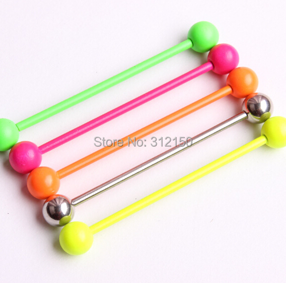 2 Pieces 14G 1.6mm Tongue Ring - Industrial Barbell Long ulasan dan harga