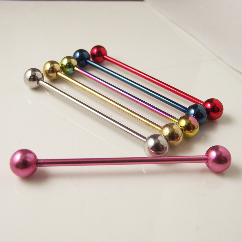 2 Pieces 14G 1.6mm Tongue Ring - Industrial Barbell Long ulasan dan harga