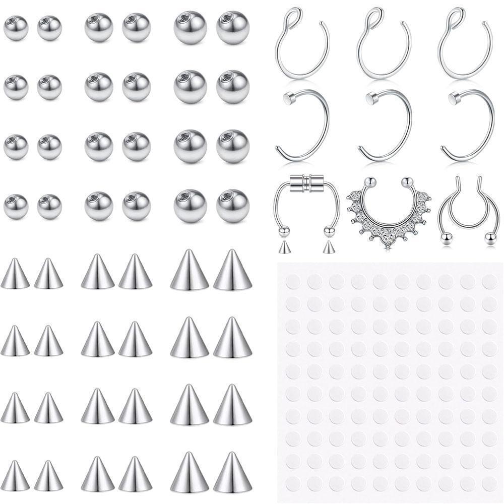 1-157Pcs Set Fake Eyebrow Ring - Body Jewelry Replacement Ball ulasan dan harga