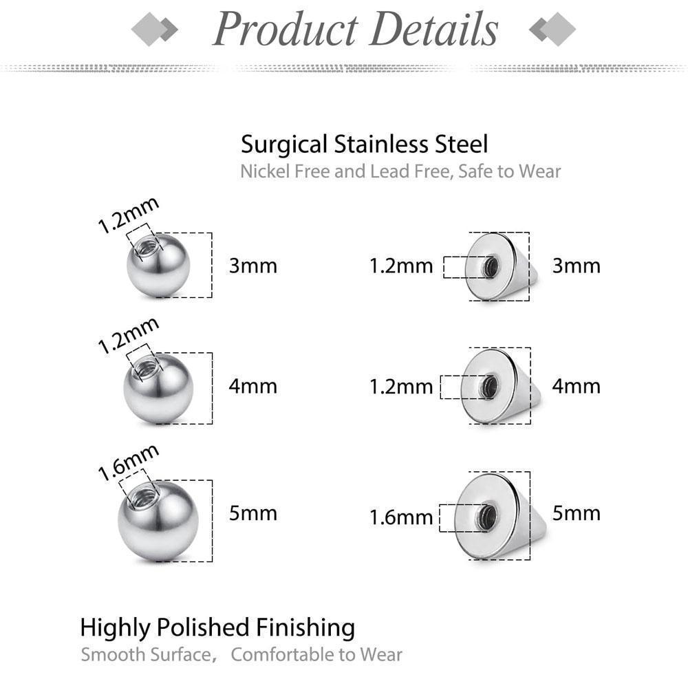 1-157Pcs Set Fake Eyebrow Ring - Body Jewelry Replacement Ball ulasan dan harga