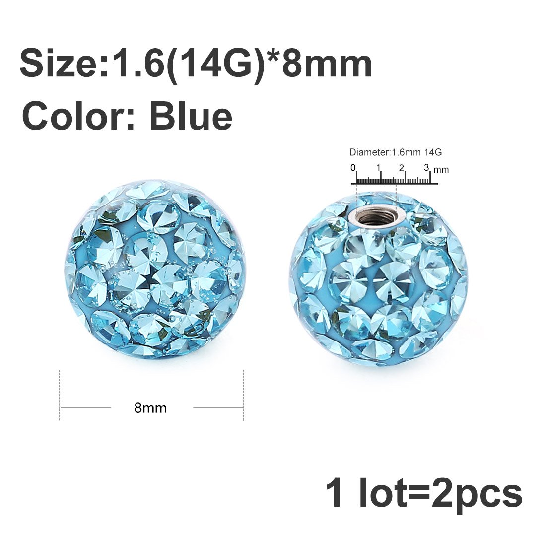 2 Pcs 14G 16G Surgical Stainle - Body Jewelry Replacement Ball ulasan dan harga