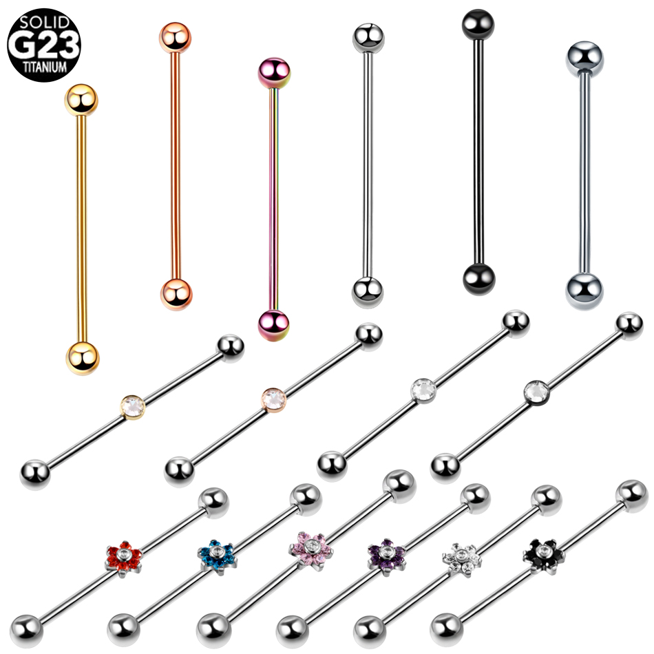 1PC Titanium Piercing Gem Indu - Industrial Barbell Long ulasan dan harga