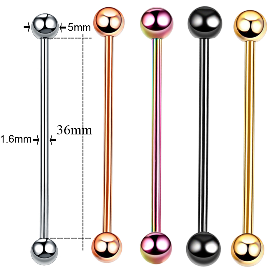 1PC Titanium Piercing Gem Indu - Industrial Barbell Long ulasan dan harga