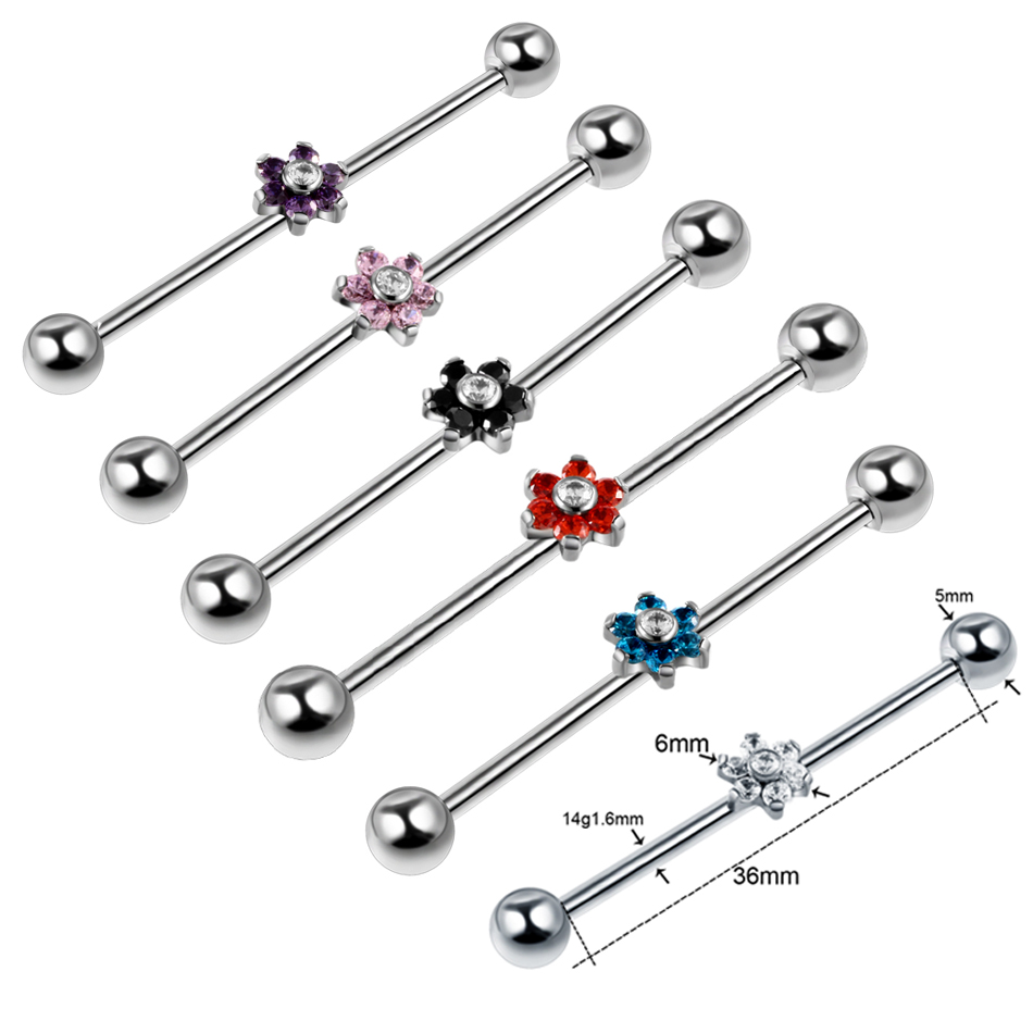 1PC Titanium Piercing Gem Indu - Industrial Barbell Long ulasan dan harga
