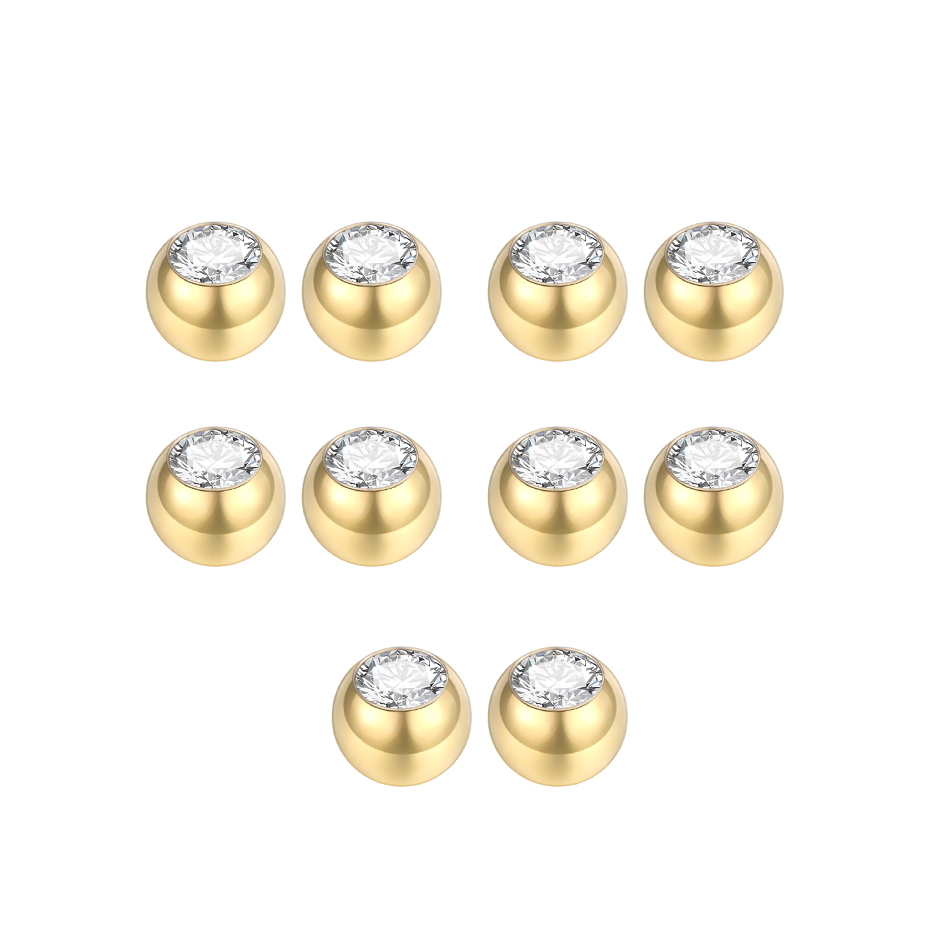 10Pcs Steel Piercing Balls CZ  - Body Jewelry Replacement Ball ulasan dan harga