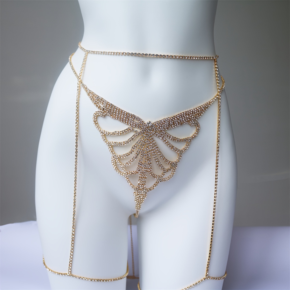 Multi layer rhinestone sparkli - Body Jewelry Leg Chain ulasan dan harga