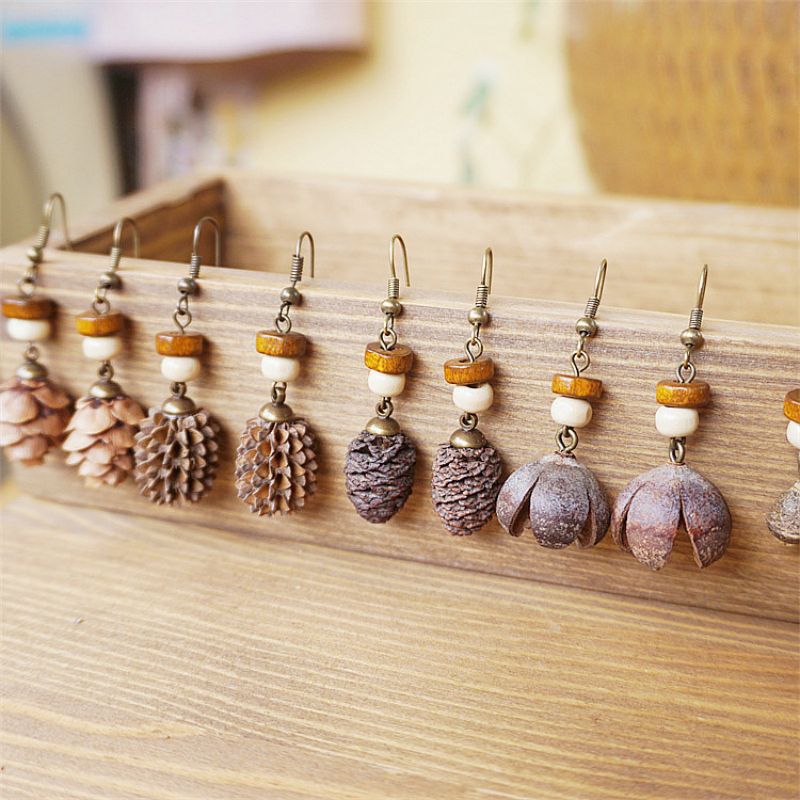 Vintage Wooden Plant Earring U - Body Jewelry Wholesale ulasan dan harga