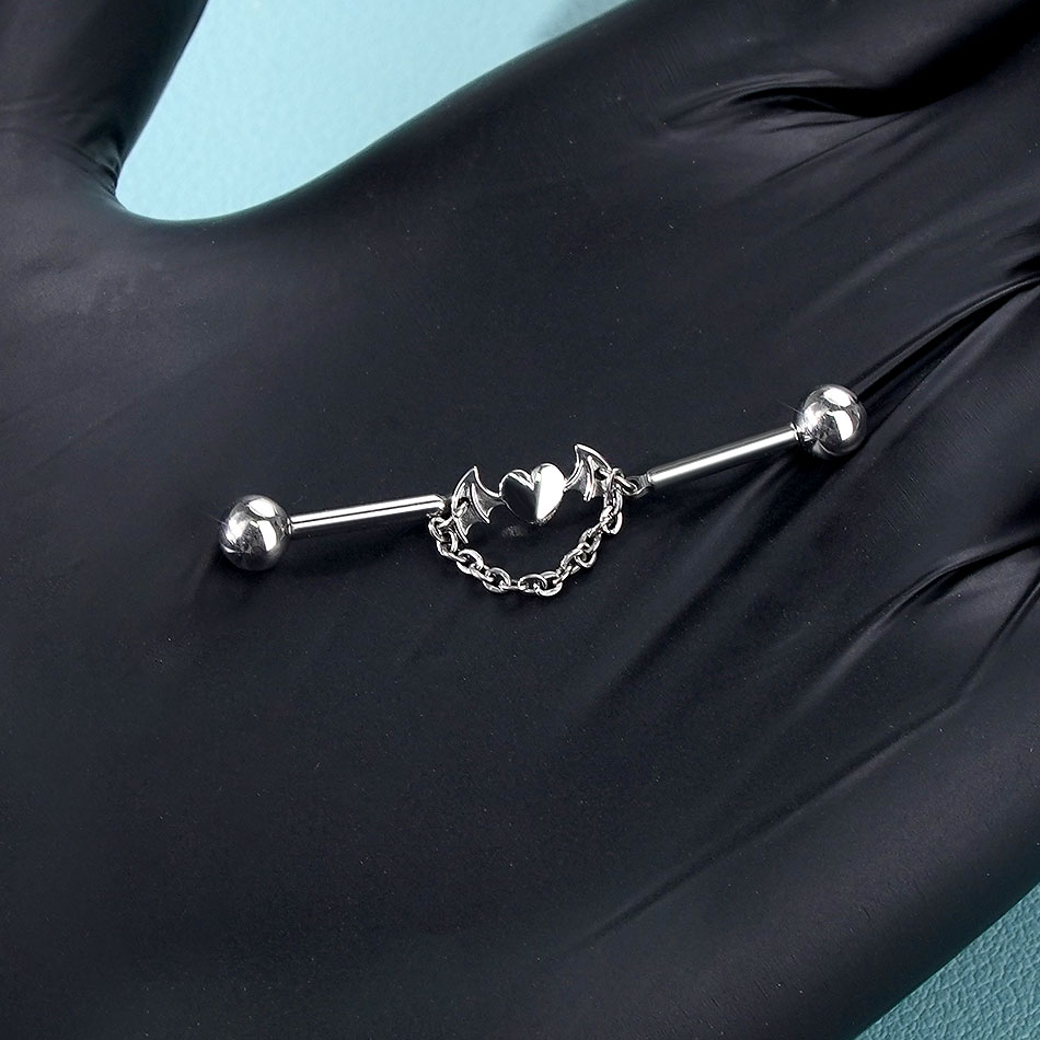 1Pc Titanium CZ Industrial Hel - Industrial Barbell Long ulasan dan harga