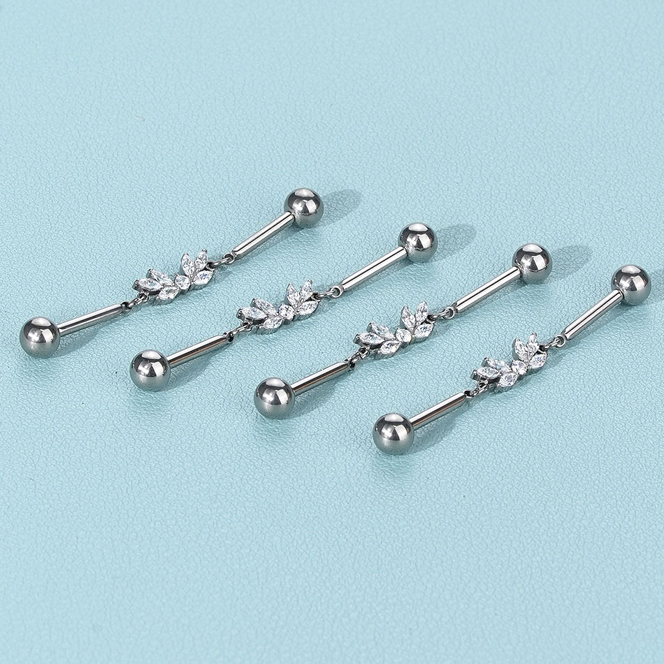 1Pc Titanium CZ Industrial Hel - Industrial Barbell Long ulasan dan harga