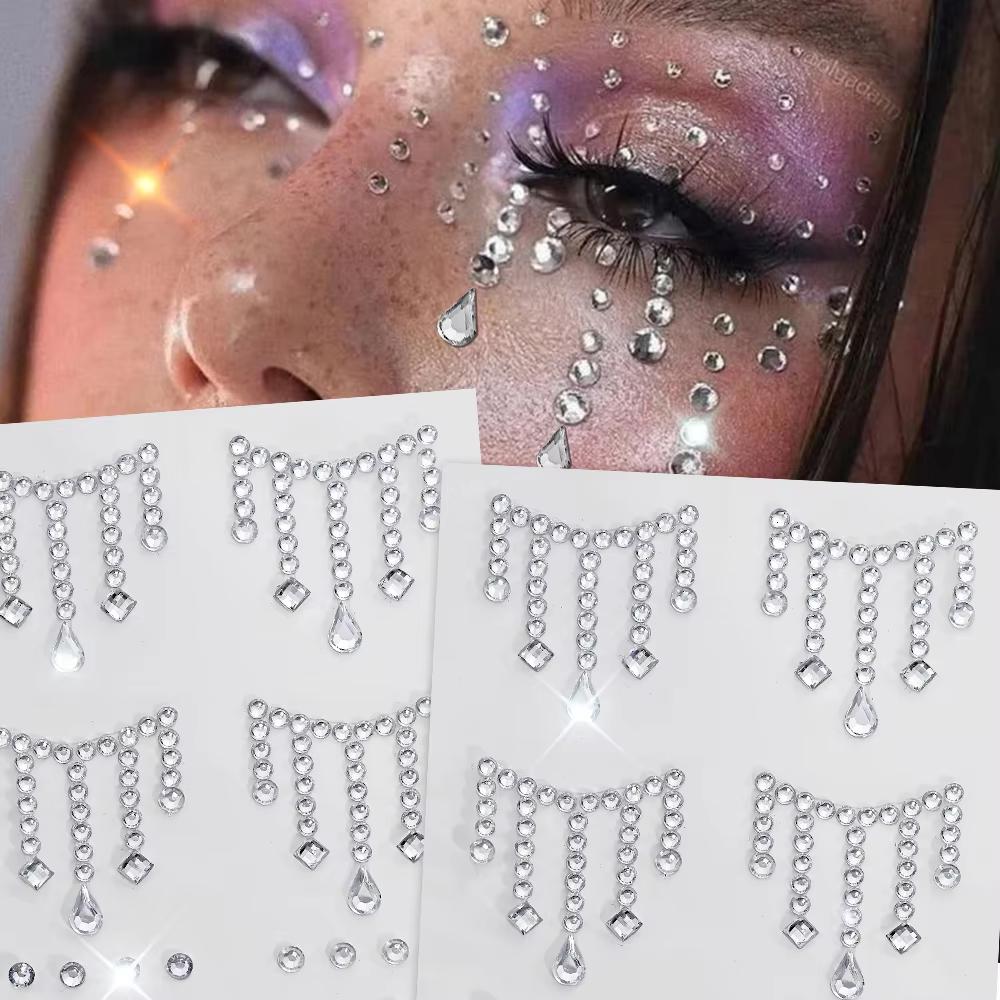 1/5 Sheets Face Jewels Sticker - Body Jewelry Tattoo ulasan dan harga