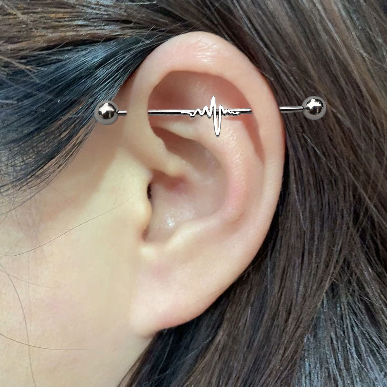 1PC 16G Stainless Steel Long I - Industrial Barbell Long ulasan dan harga