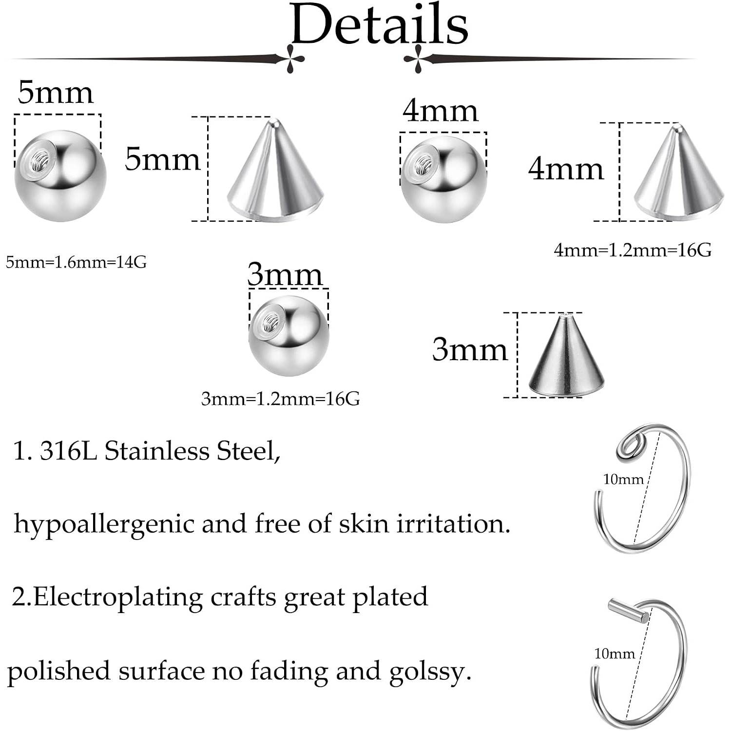 Drperfect Fake Eyebrow Ring Fa - Body Jewelry Replacement Ball ulasan dan harga